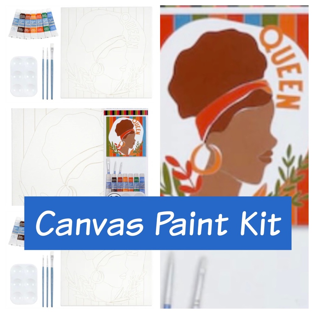 Paint Kit arts and crafts kit black is beautiful black girl black queen 

Canvas